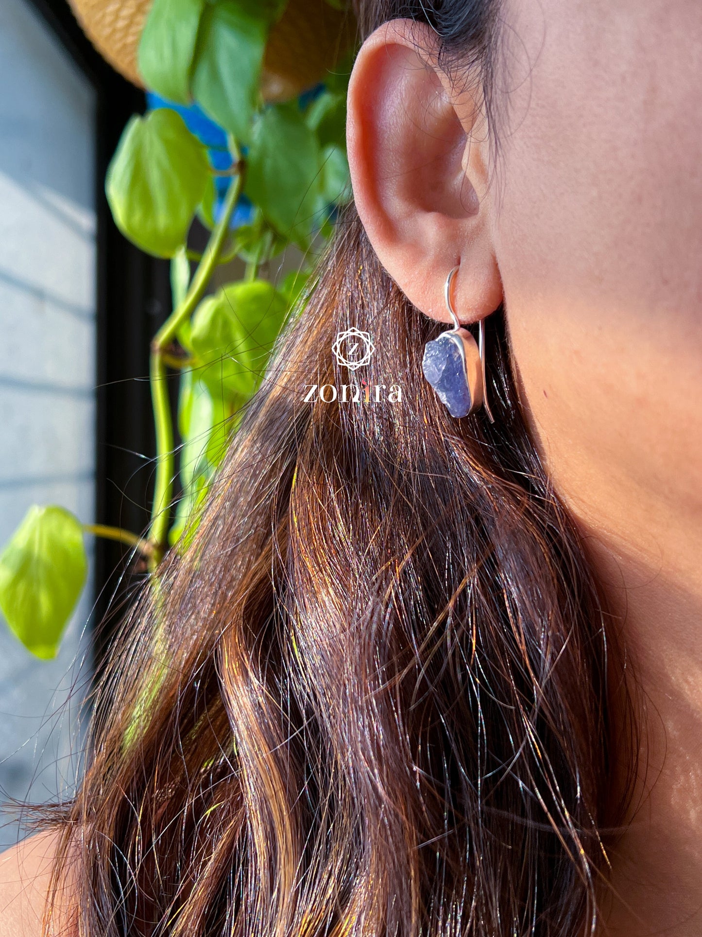 Eka Silver Earrings - Raw Tanzanite