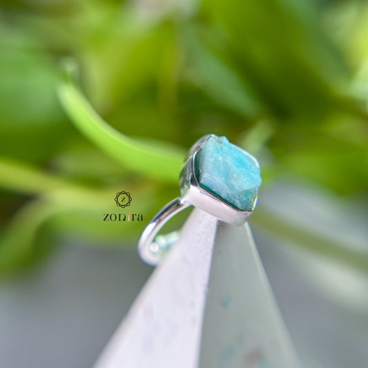 Eka Silver Ring - Raw Amazonite