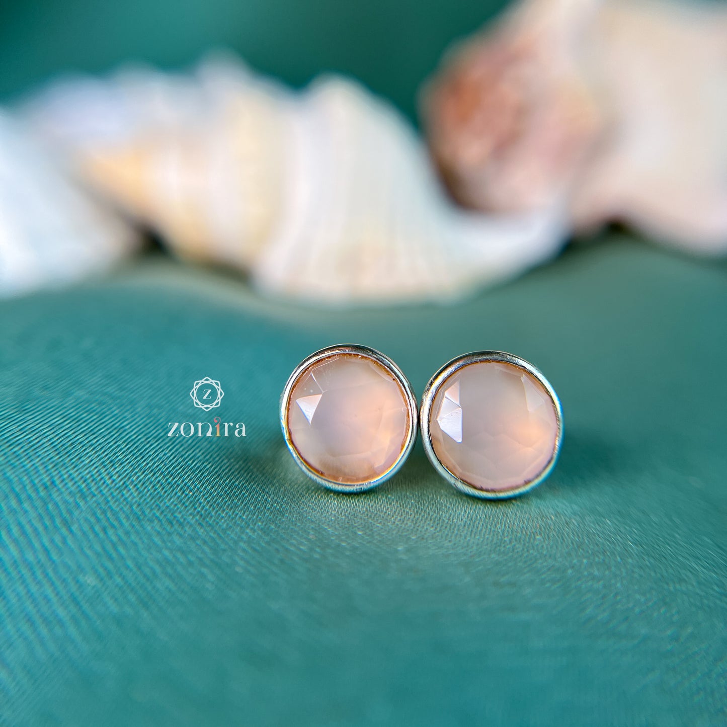 Onima Silver Studs - Rose Chalcedony