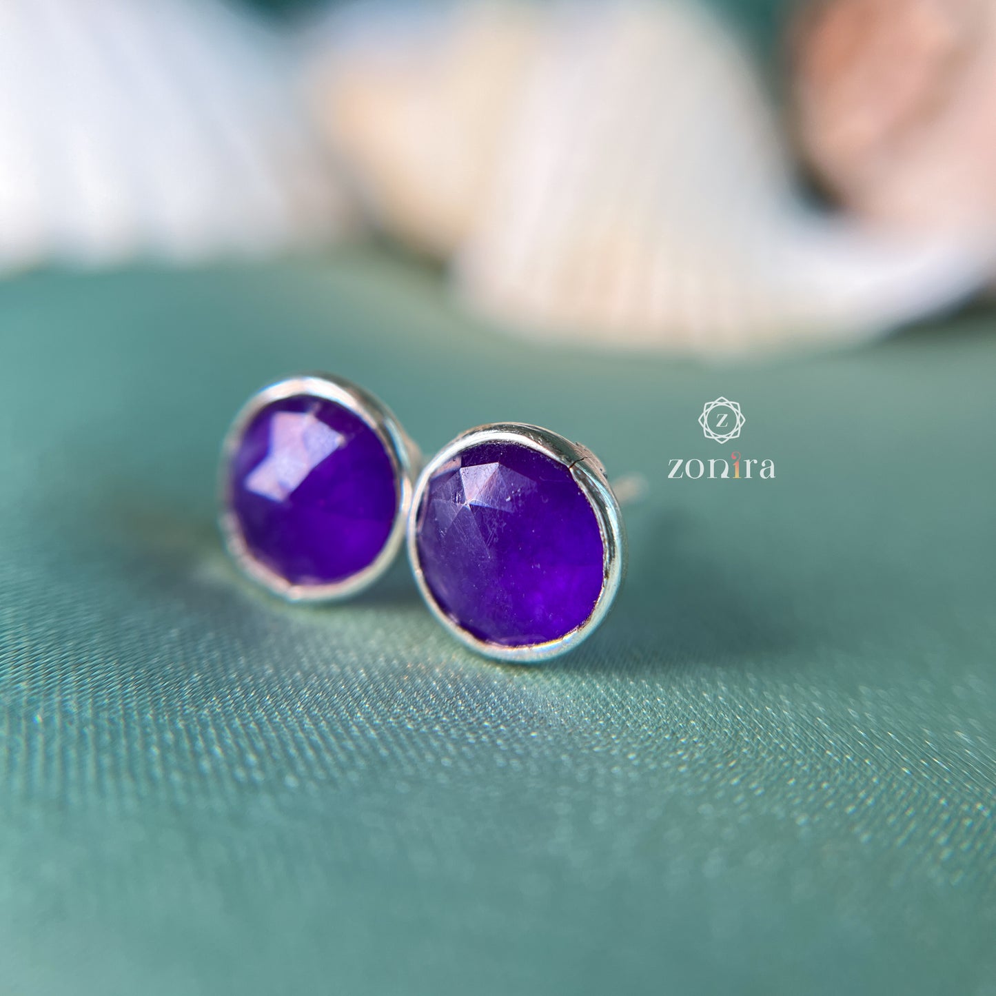 Onima Silver Studs - Purple Aventurine