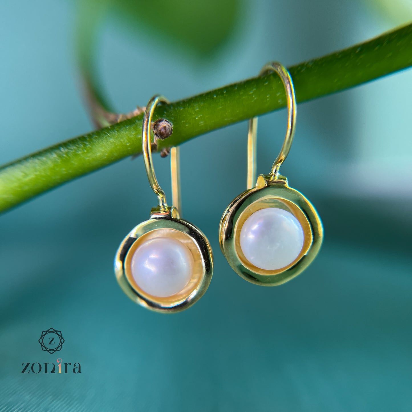 Bloom Silver Earrings - Pearl Gold