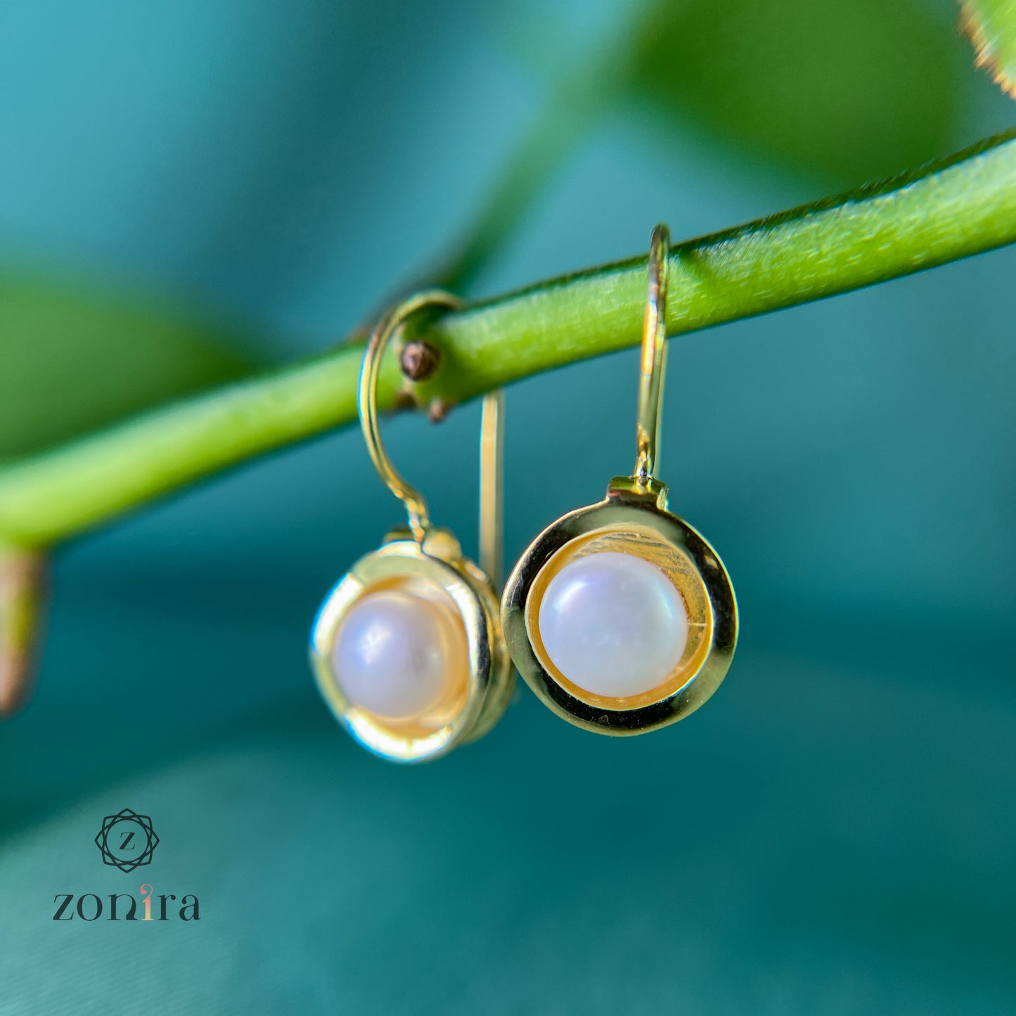 Bloom Silver Earrings - Pearl Gold