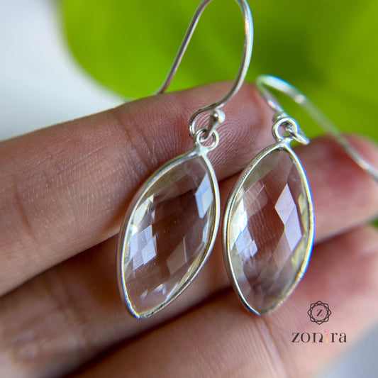 Ekayaa Silver Danglers - Clear Quartz