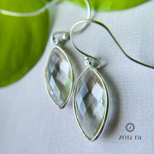 Ekayaa Silver Danglers - Clear Quartz