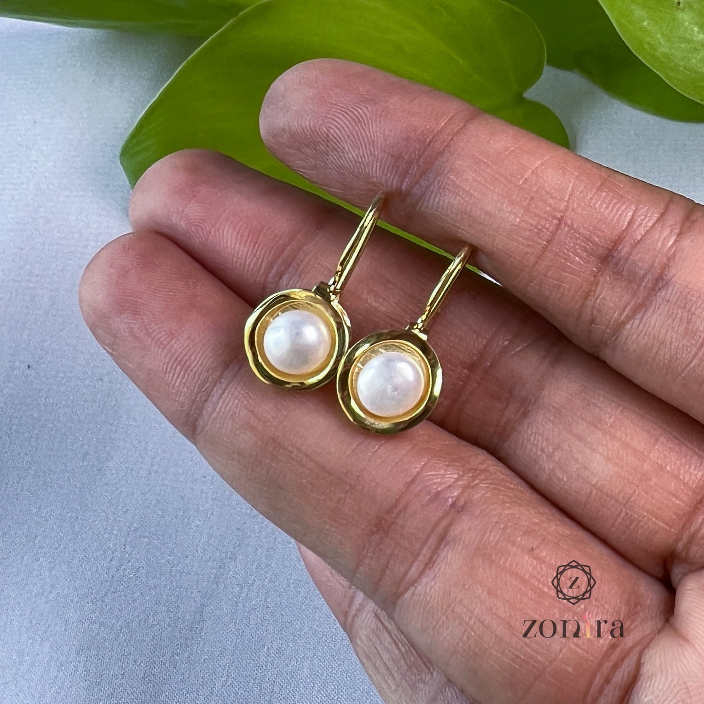 Bloom Silver Earrings - Pearl Gold