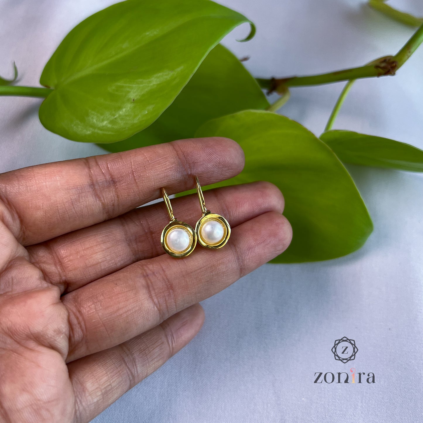 Bloom Silver Earrings - Pearl Gold