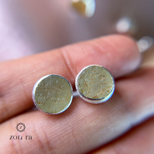 Aabis Silver Studs - Raw Lemon Quartz