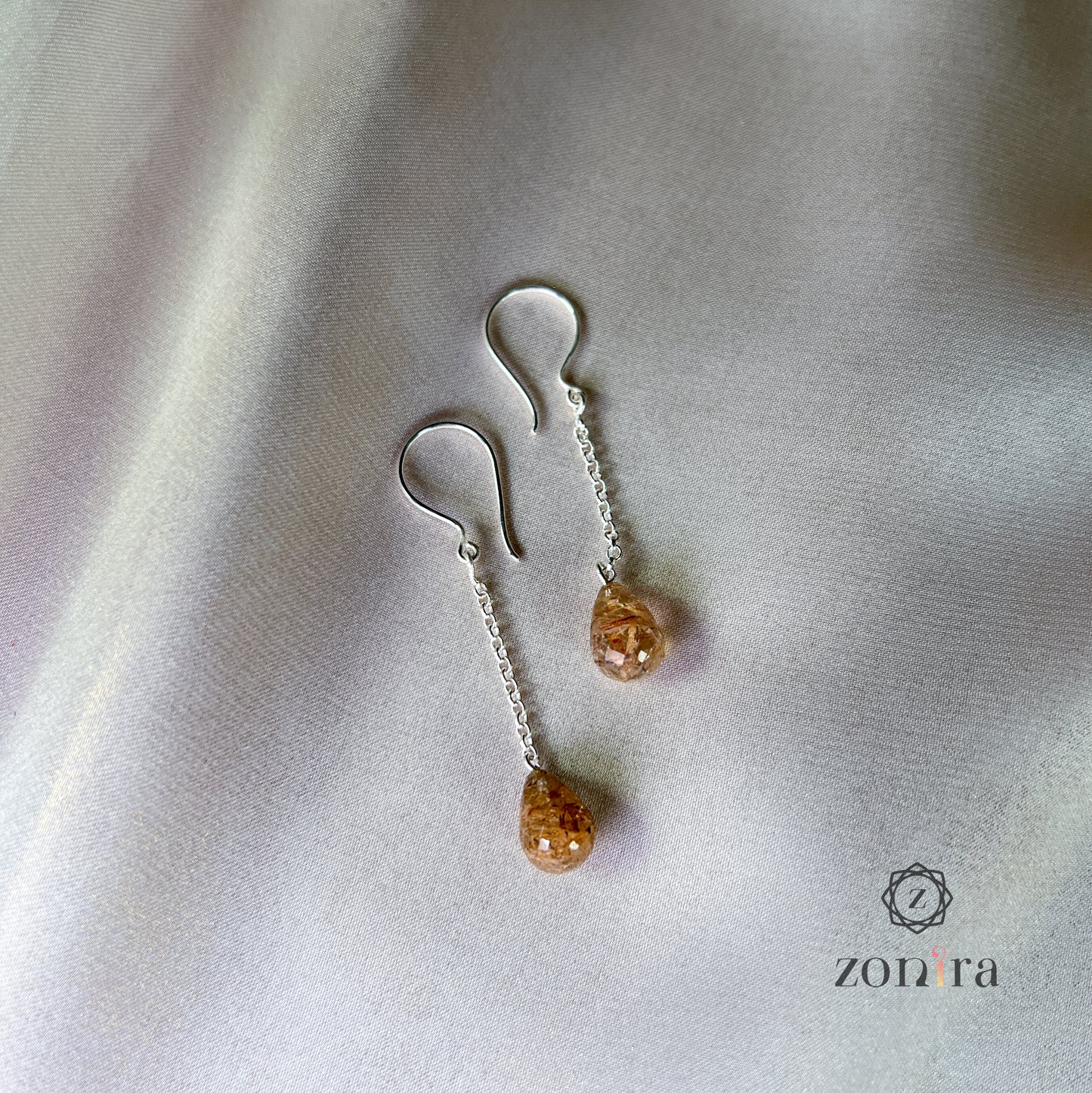 Gul Silver Danglers - Copper Rutile