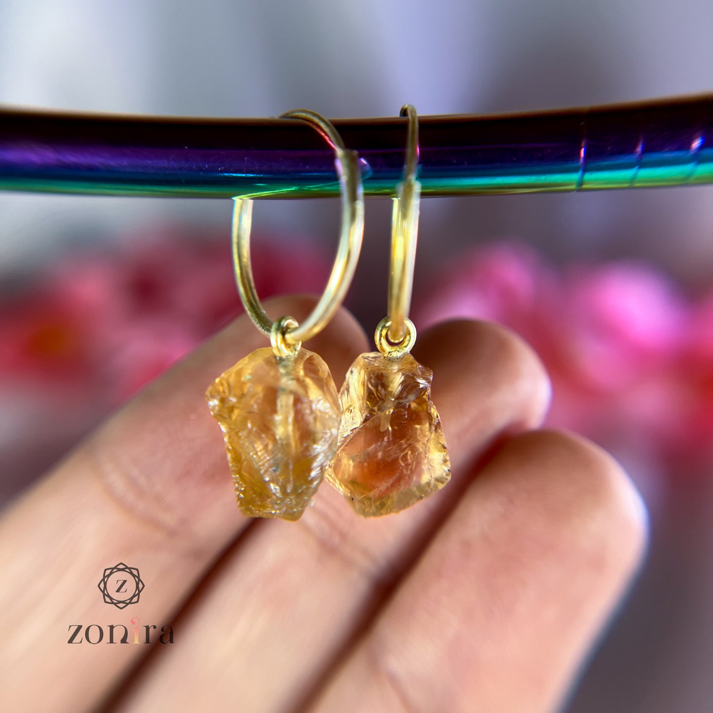 Delilah Silver Earrings - Raw Citrine Gold