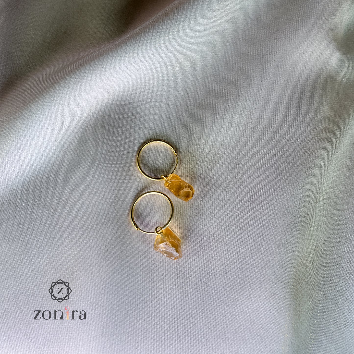 Delilah Silver Earrings - Raw Citrine Gold