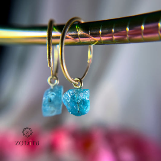 Delilah Silver Earrings - Raw Apatite Gold