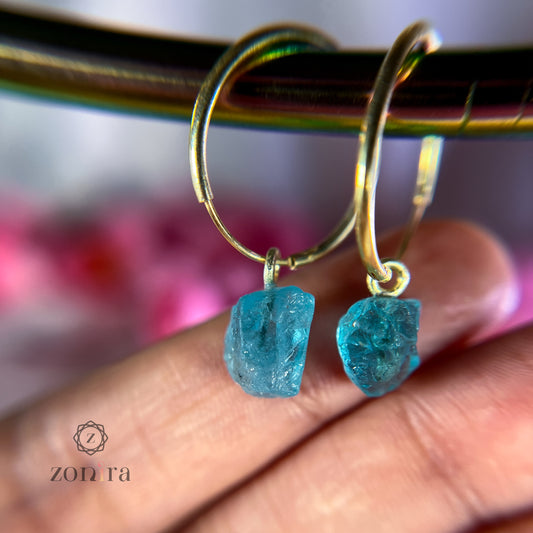 Delilah Silver Earrings - Raw Apatite Gold