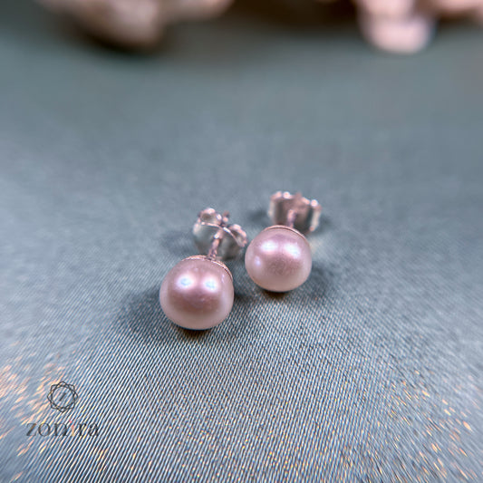 Glory Silver Studs - Pearl