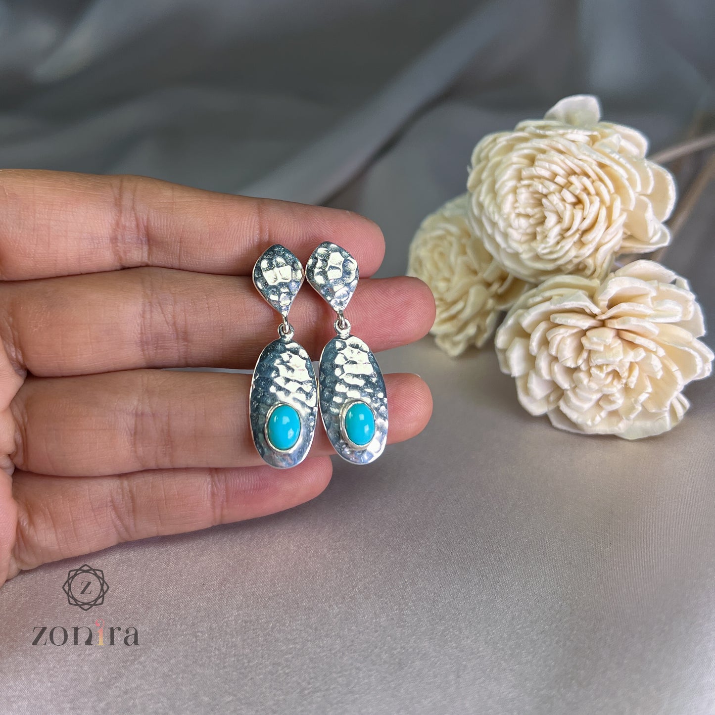 Sia Silver Earrings - Turquoise Glam Girl