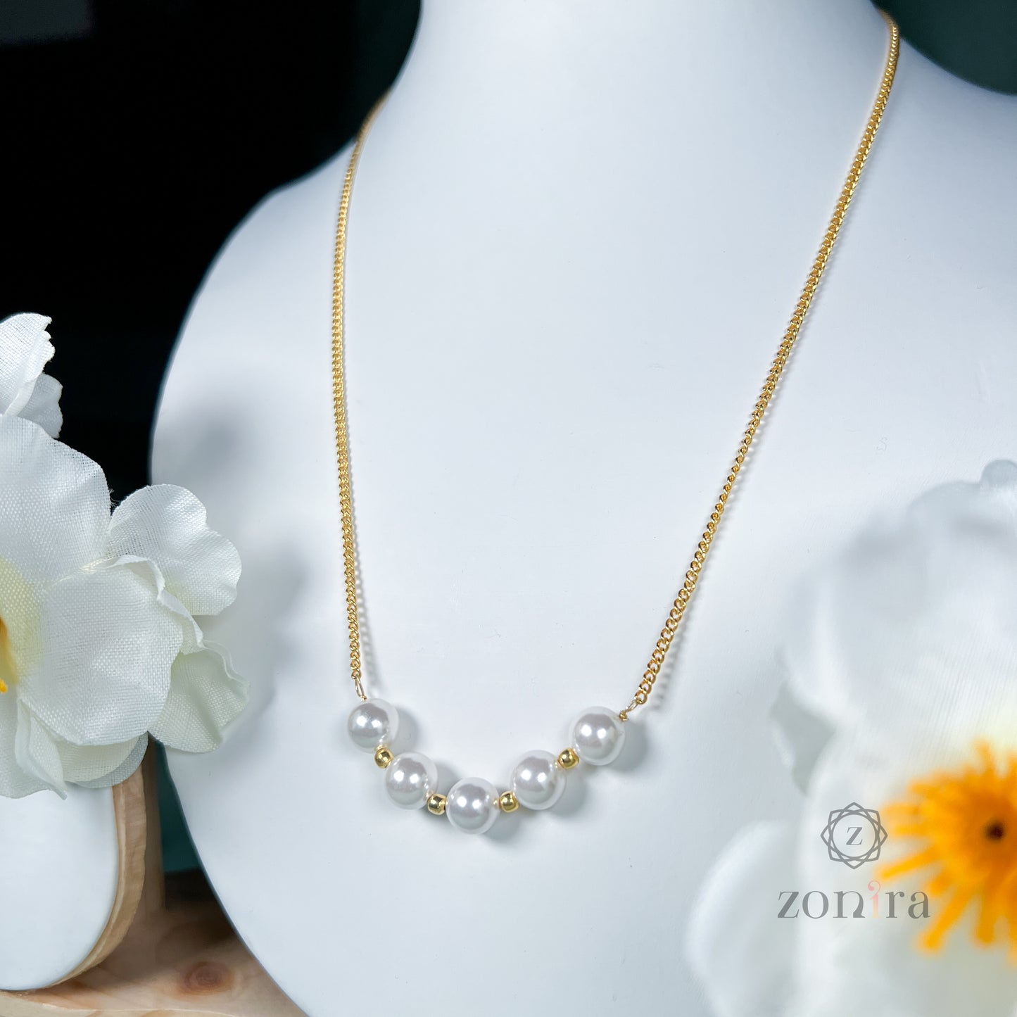 Glory Silver Necklace - Pearl Gold