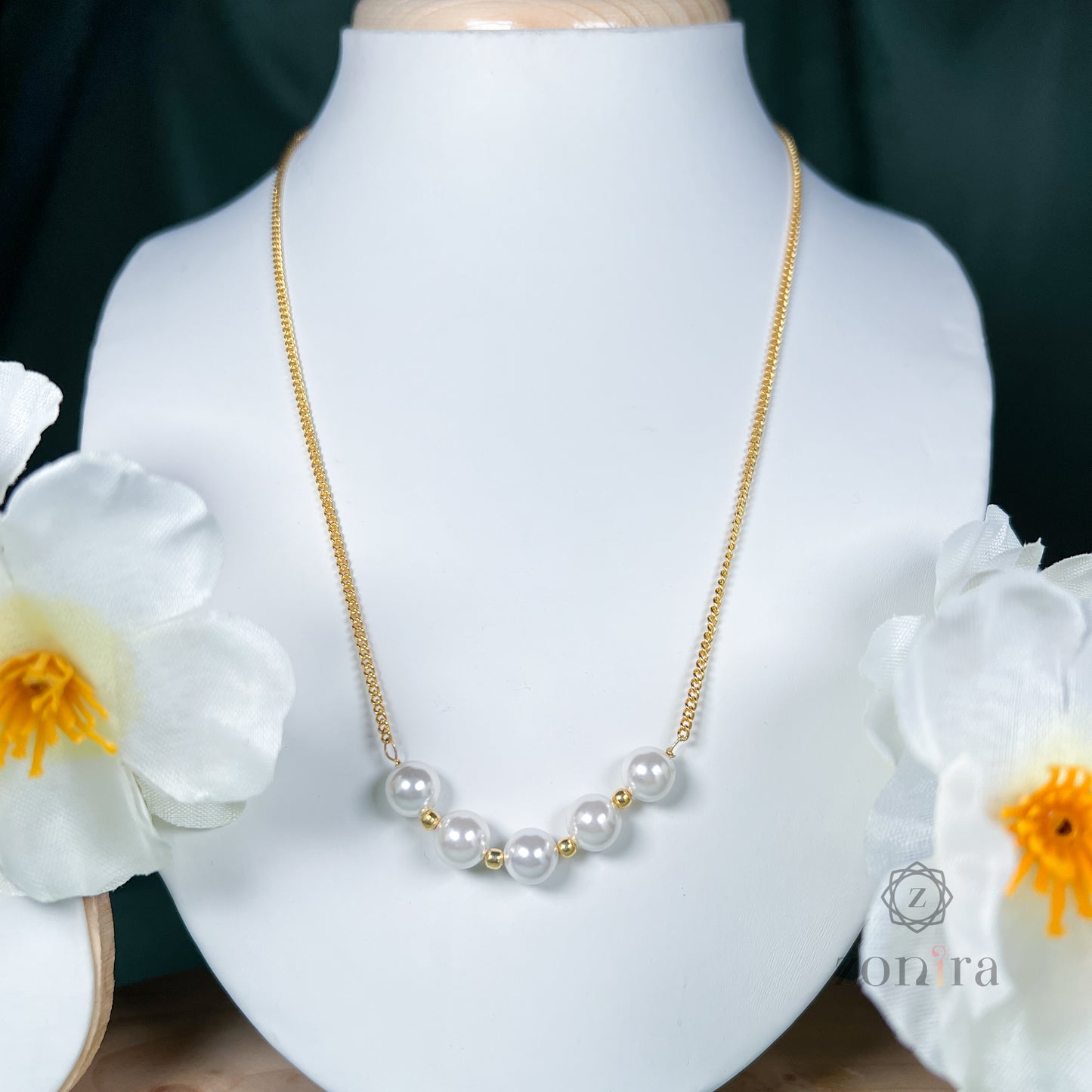 Glory Silver Necklace - Pearl Gold