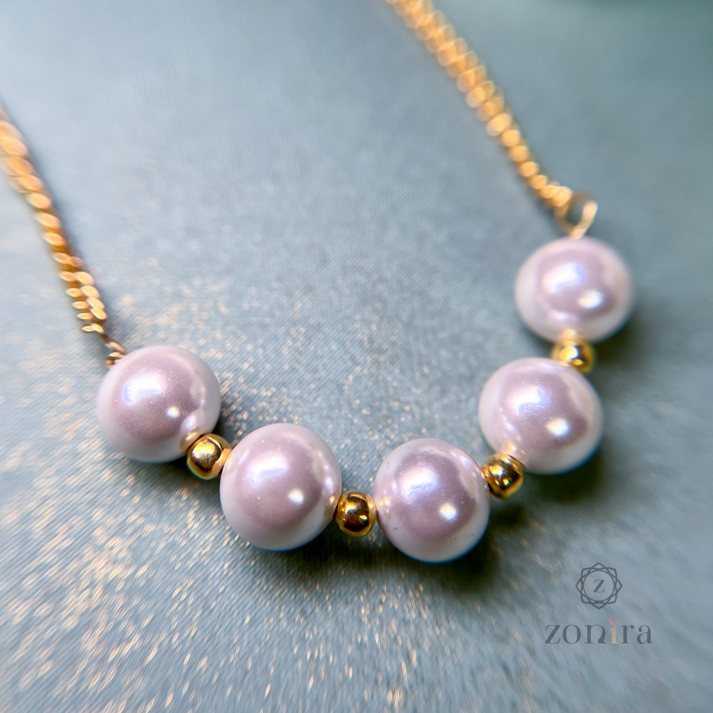 Glory Silver Necklace - Pearl Gold