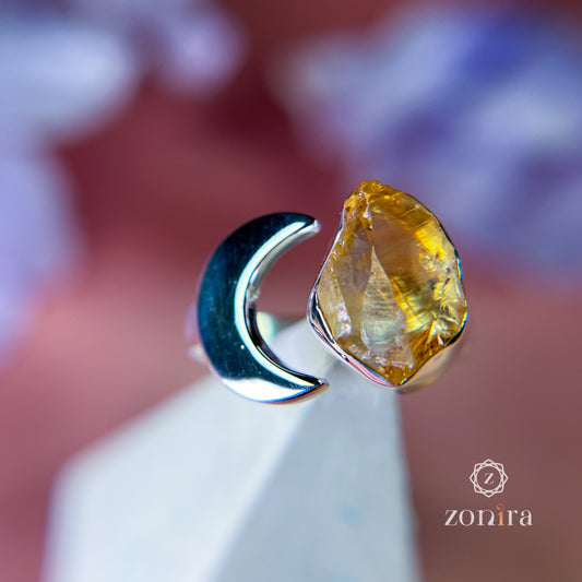 Chaand Silver Ring - Raw Citrine