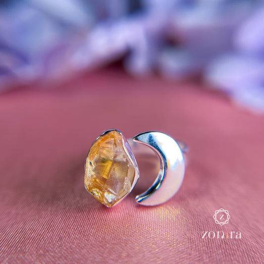 Chaand Silver Ring - Raw Citrine