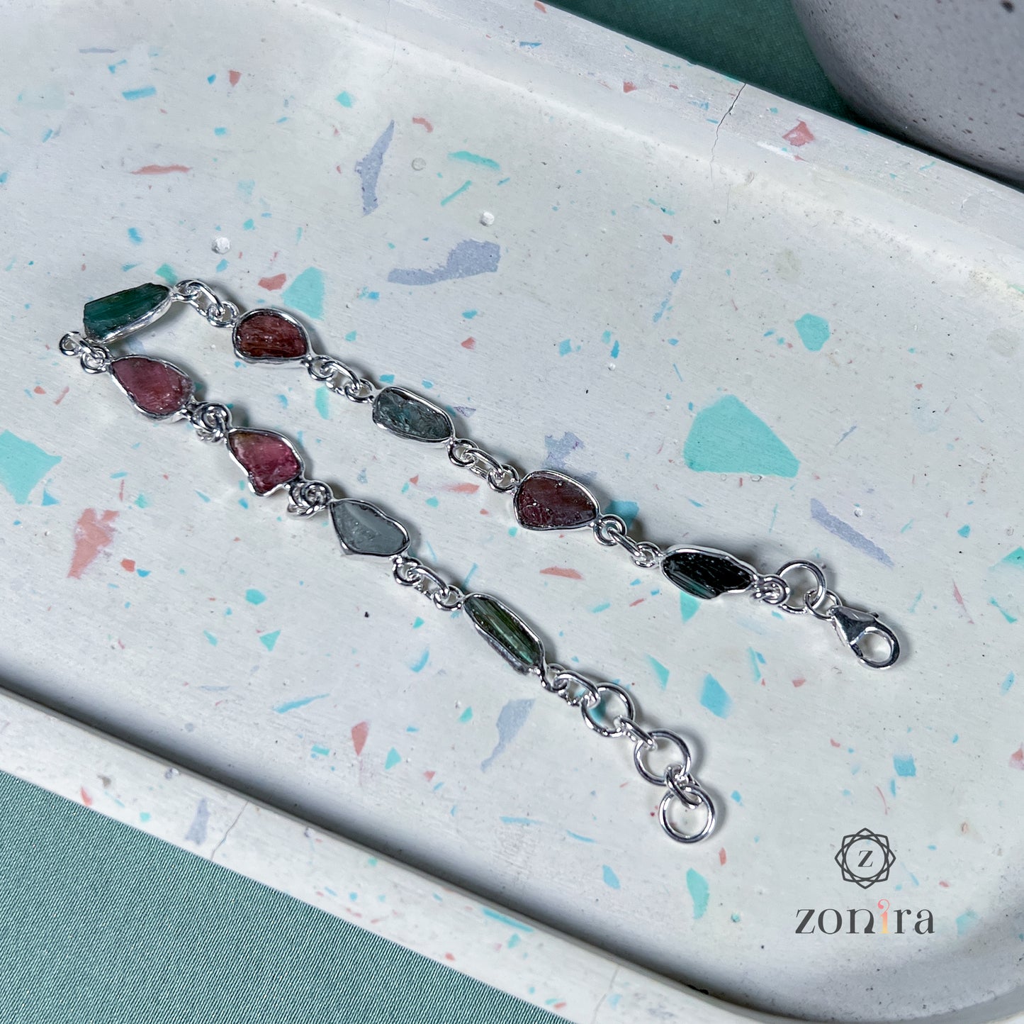 Ecstacy Silver Bracelet - Raw Assorted Tourmaline