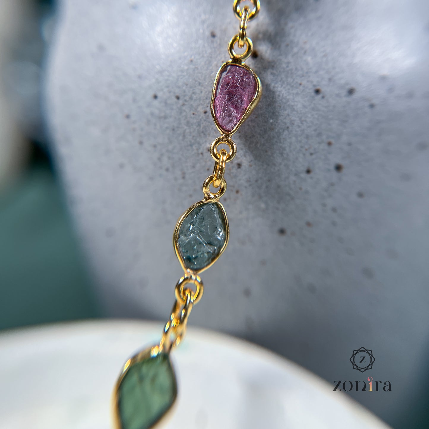 Ecstacy Silver Bracelet - Raw Assorted Tourmaline Gold