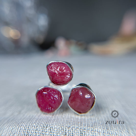 Aadya Silver Ring - Raw Ruby