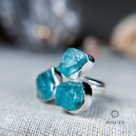 Aadya Silver Ring - Raw Sky Apattite