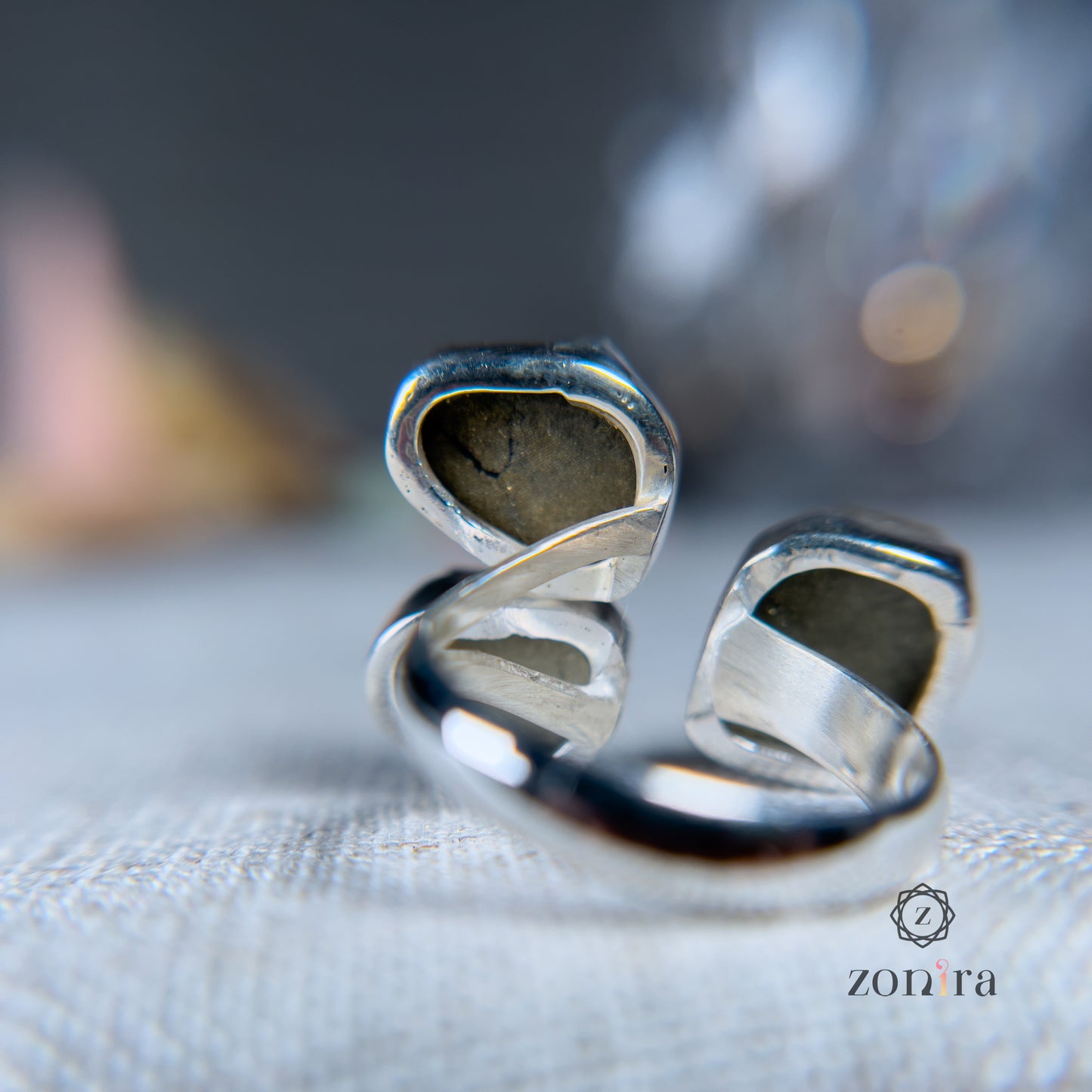 Aadya Silver Ring - Raw Pyrite