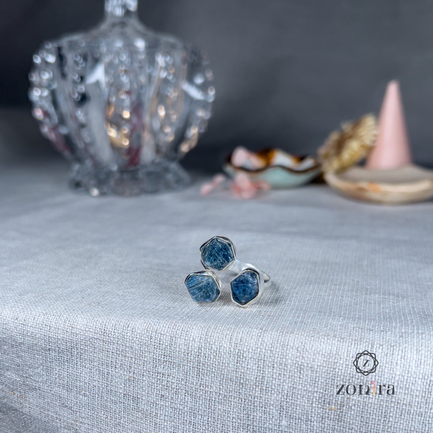 Aadya Silver Ring - Raw Sapphire