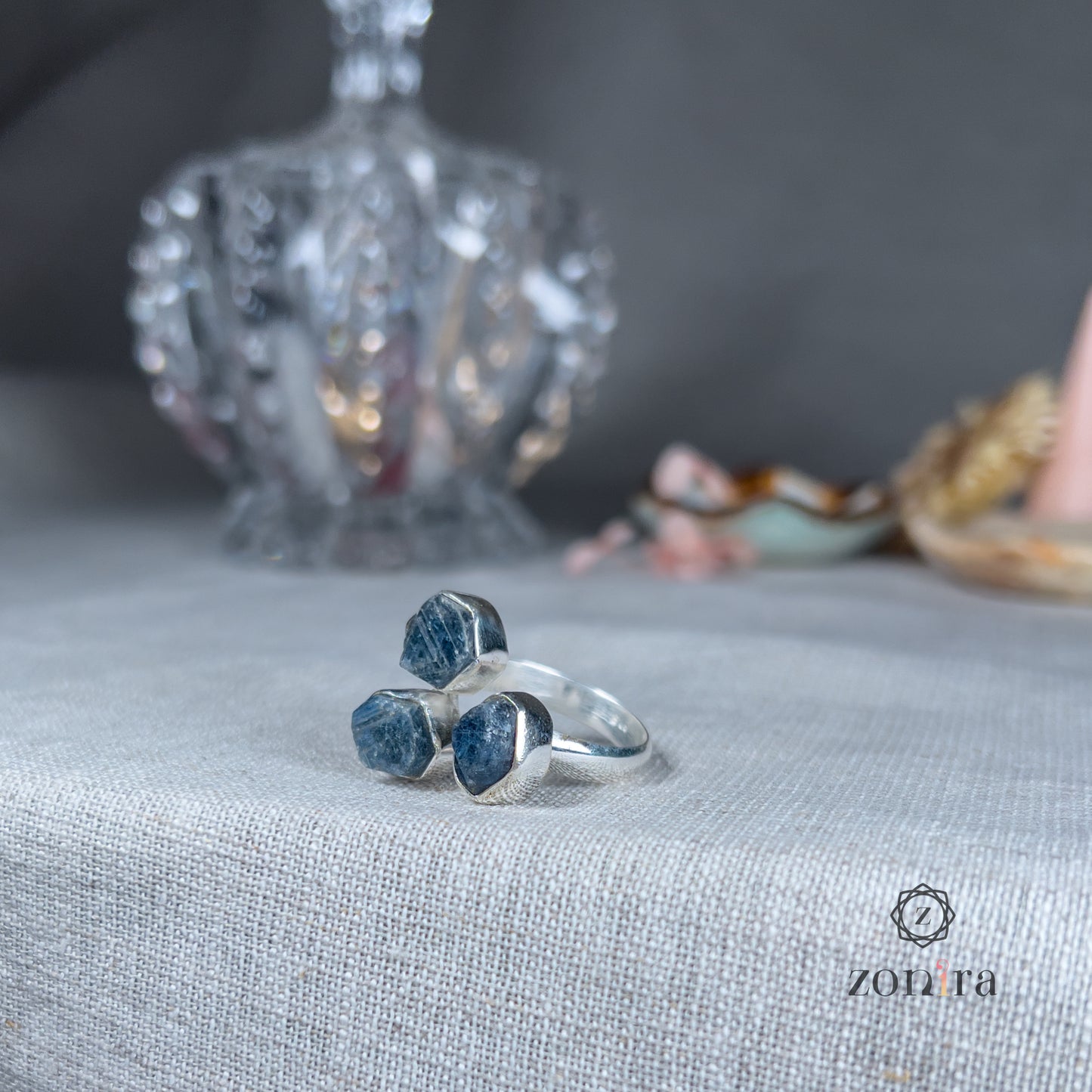 Aadya Silver Ring - Raw Sapphire