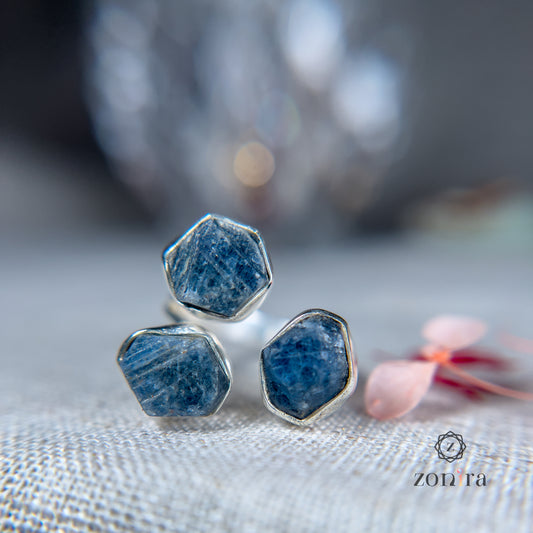 Aadya Silver Ring - Raw Sapphire