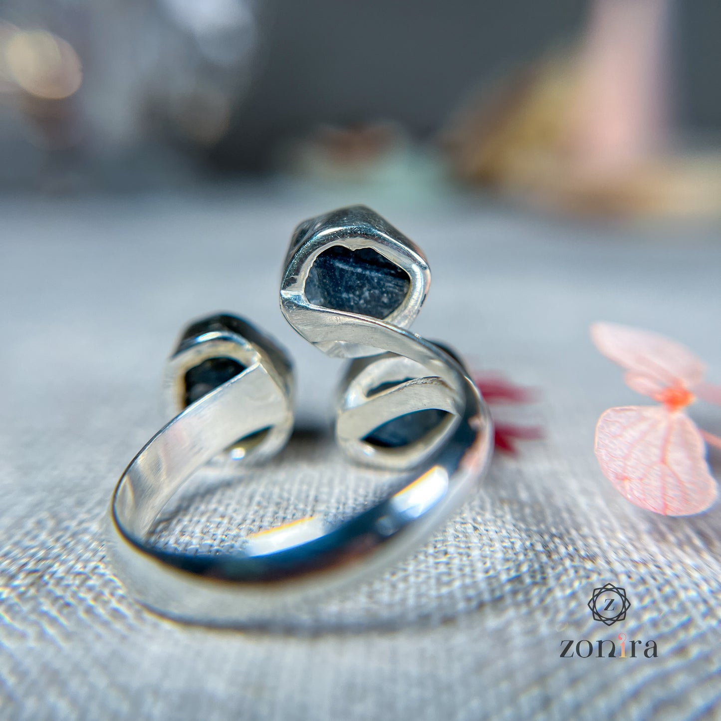 Aadya Silver Ring - Raw Sapphire