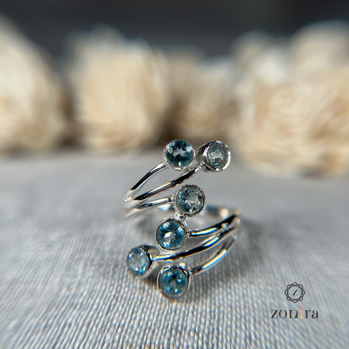 Meera Silver Ring - Blue Topaz