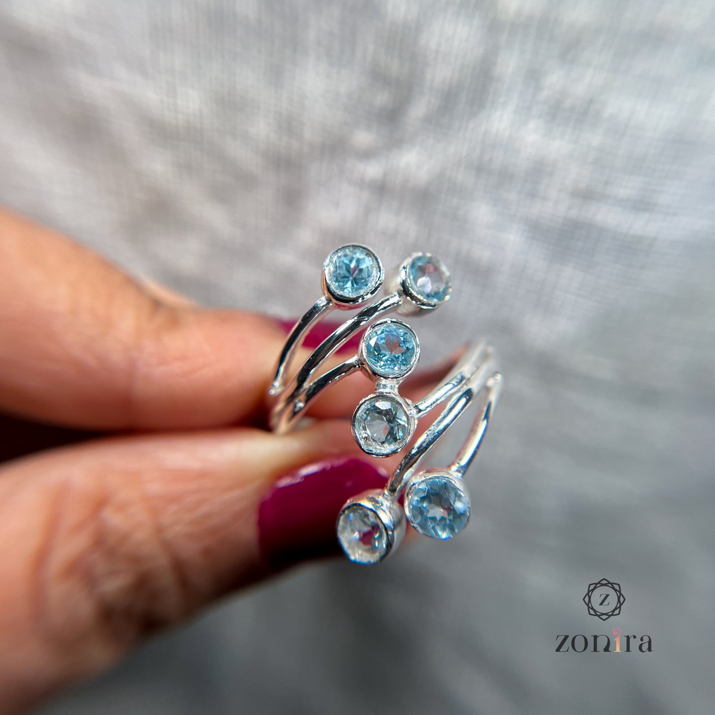 Meera Silver Ring - Blue Topaz