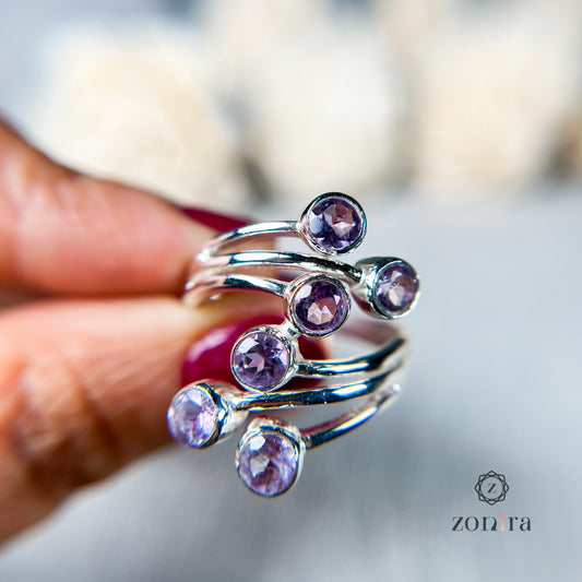 Meera Silver Ring - Amethyst