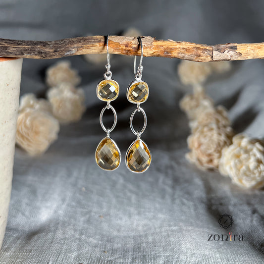 Alaya Silver Danglers - Citrine