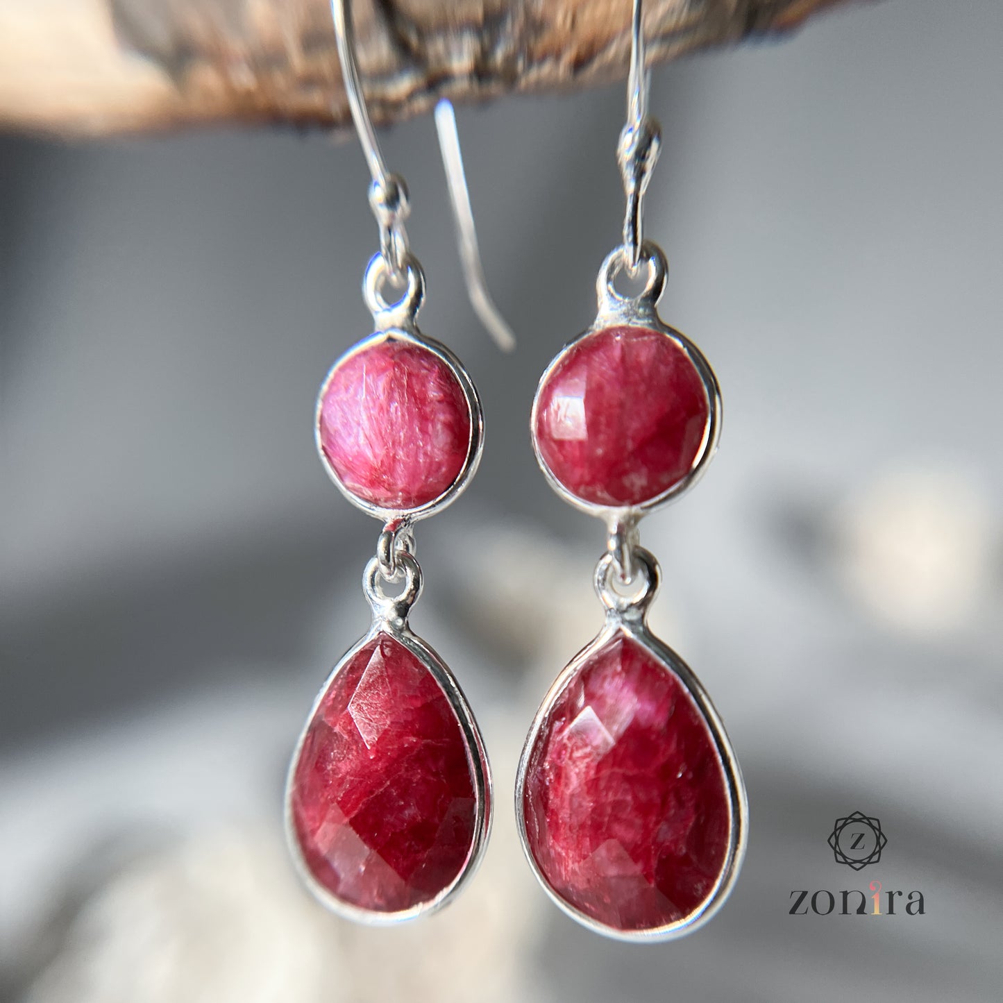 Aliya Silver Danglers - Ropada Ruby