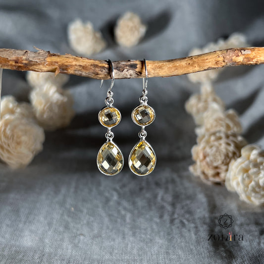 Aliya Silver Danglers - Citrine