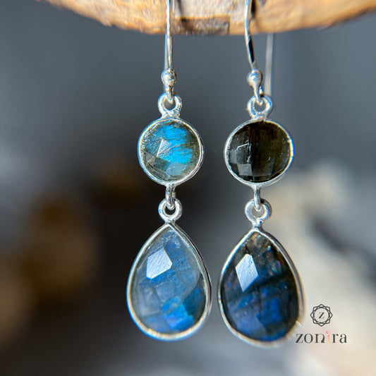 Aliya Silver Danglers - Labradorite