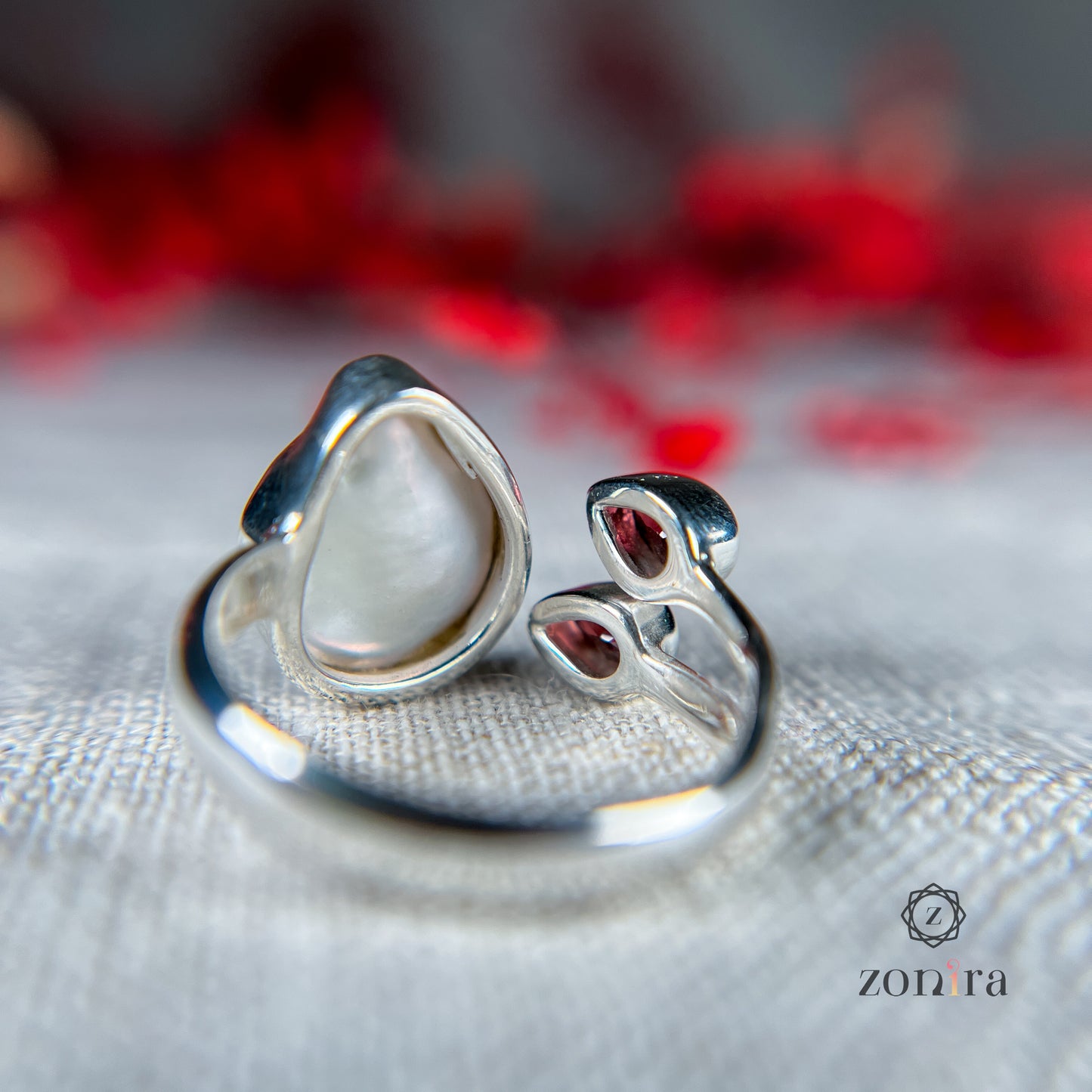 Shivi Silver Ring - Baroque Pearl & Garnet