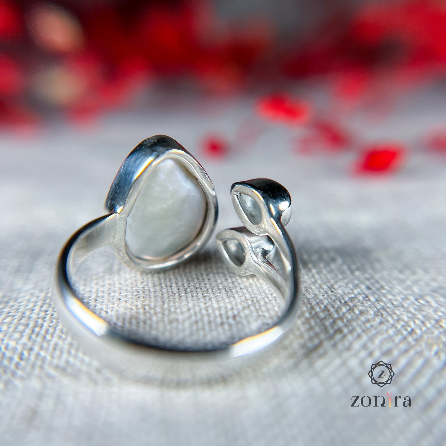 Shivi Silver Ring - Baroque Pearl & Blue Topaz