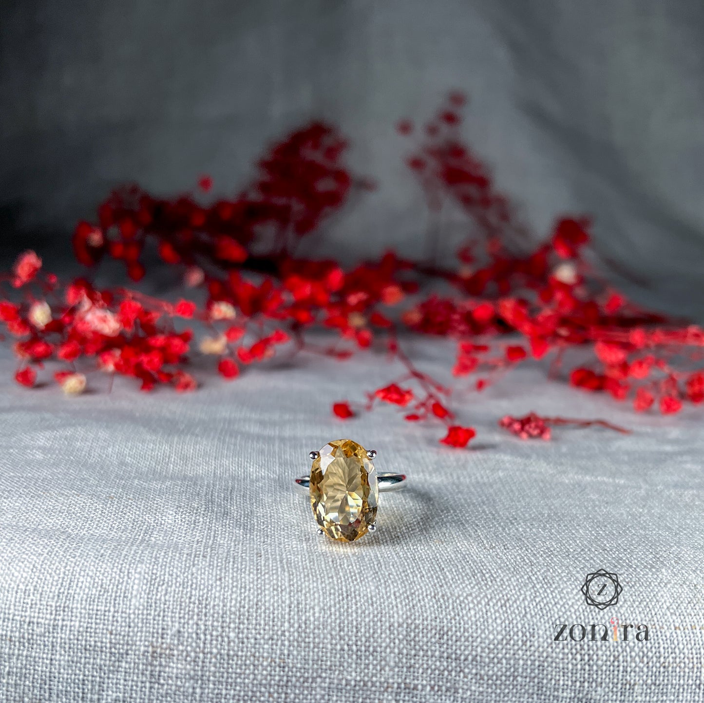 Tia Silver Ring - Citrine