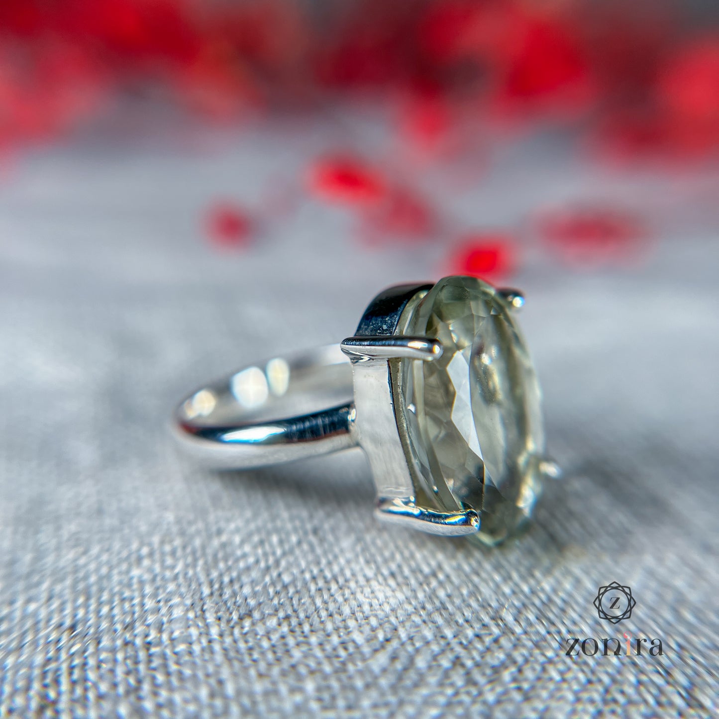 Tia Silver Ring - Green Amethyst