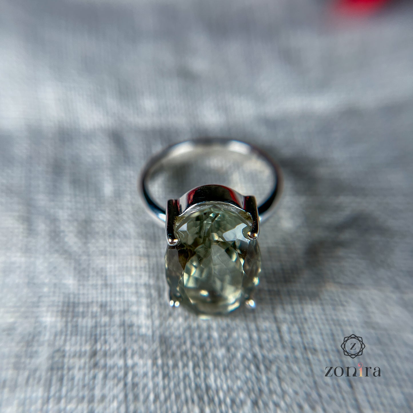 Tia Silver Ring - Green Amethyst