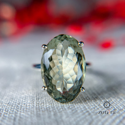 Tia Silver Ring - Green Amethyst