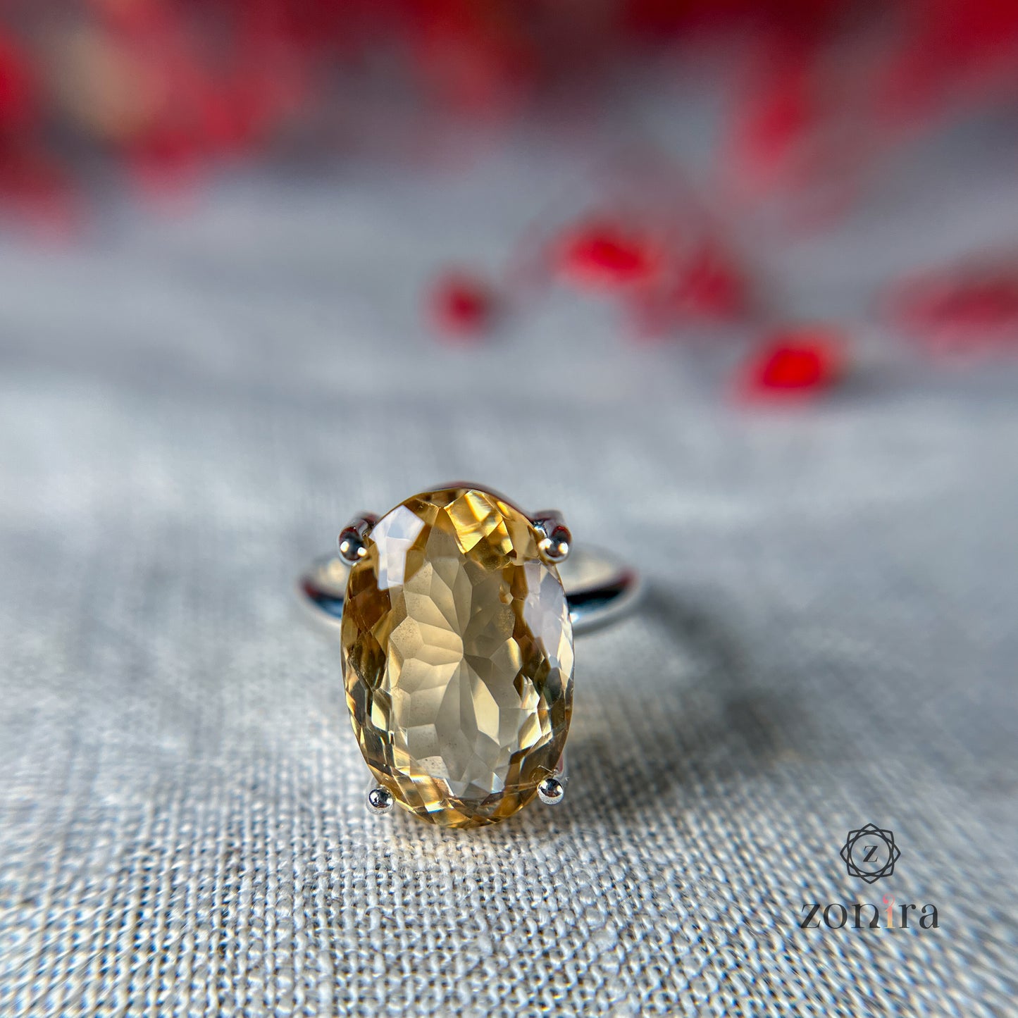 Tia Silver Ring - Citrine