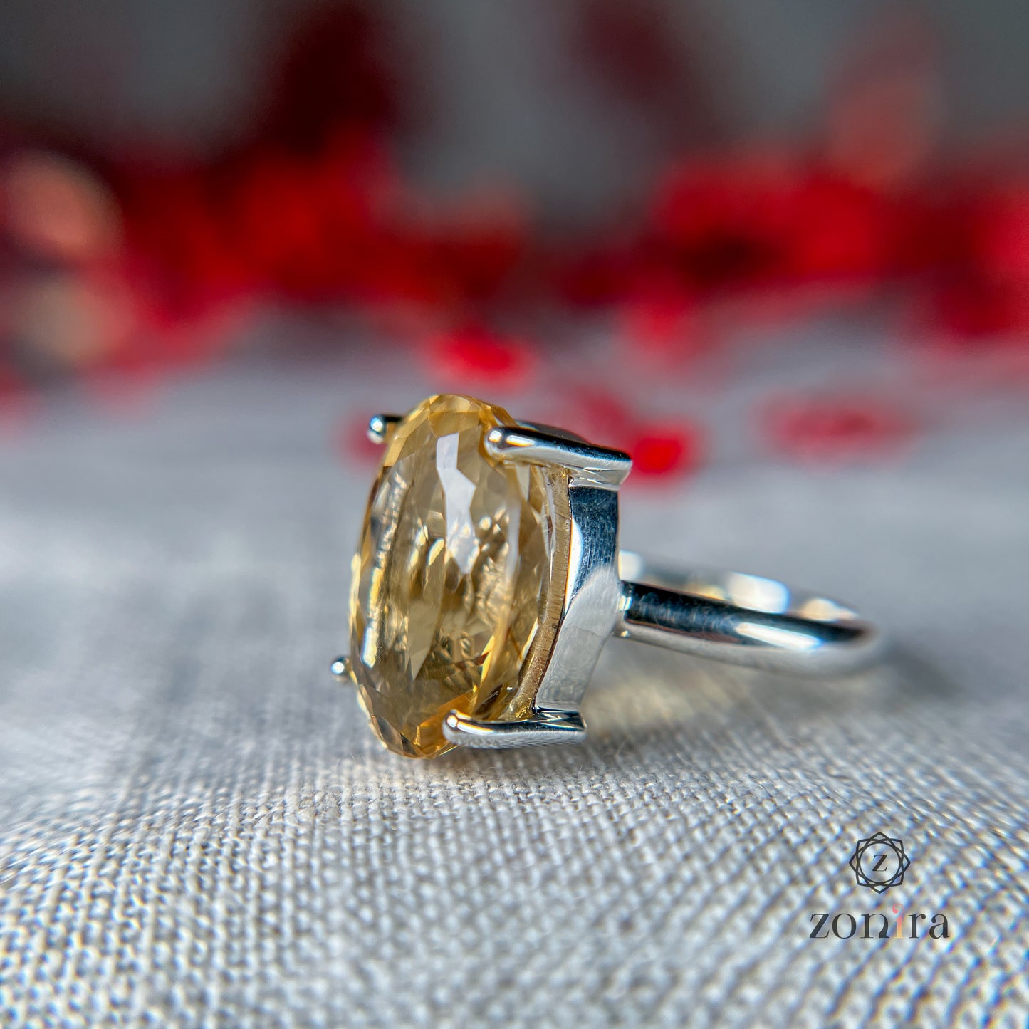 Tia Silver Ring - Citrine