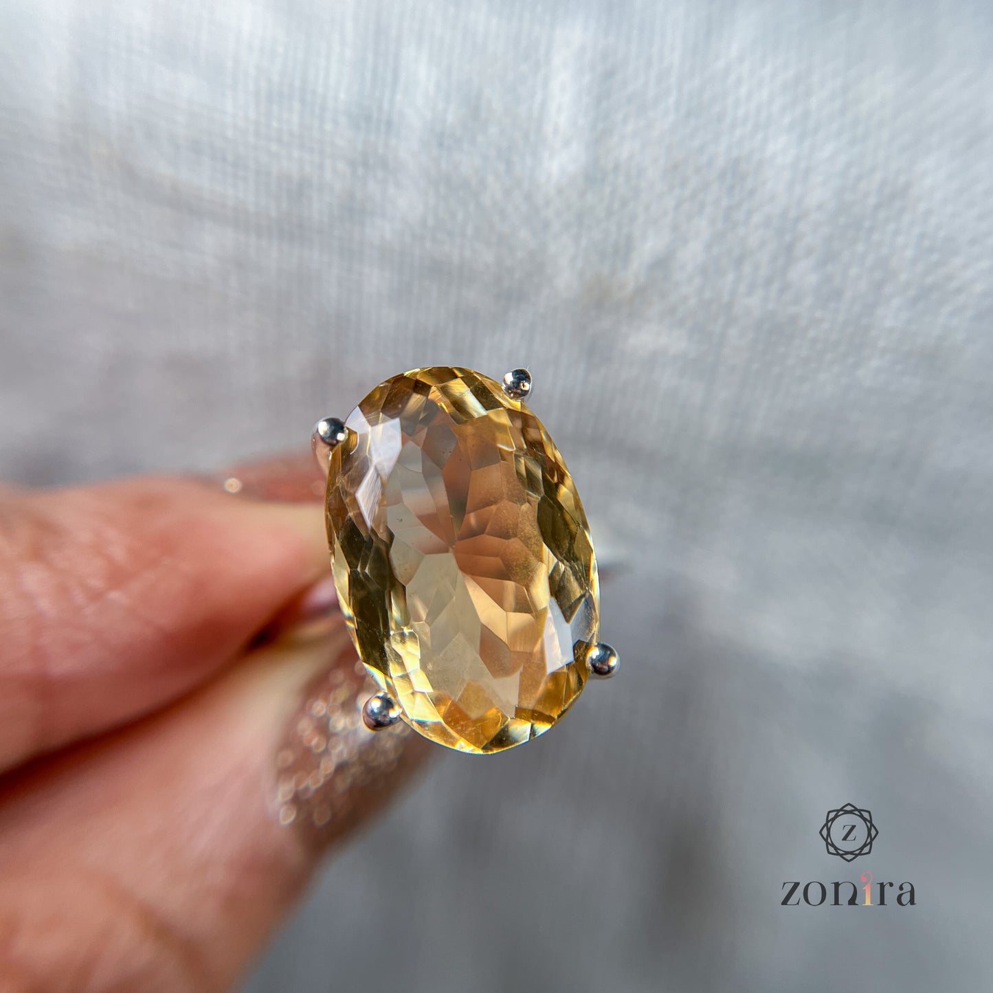 Tia Silver Ring - Citrine