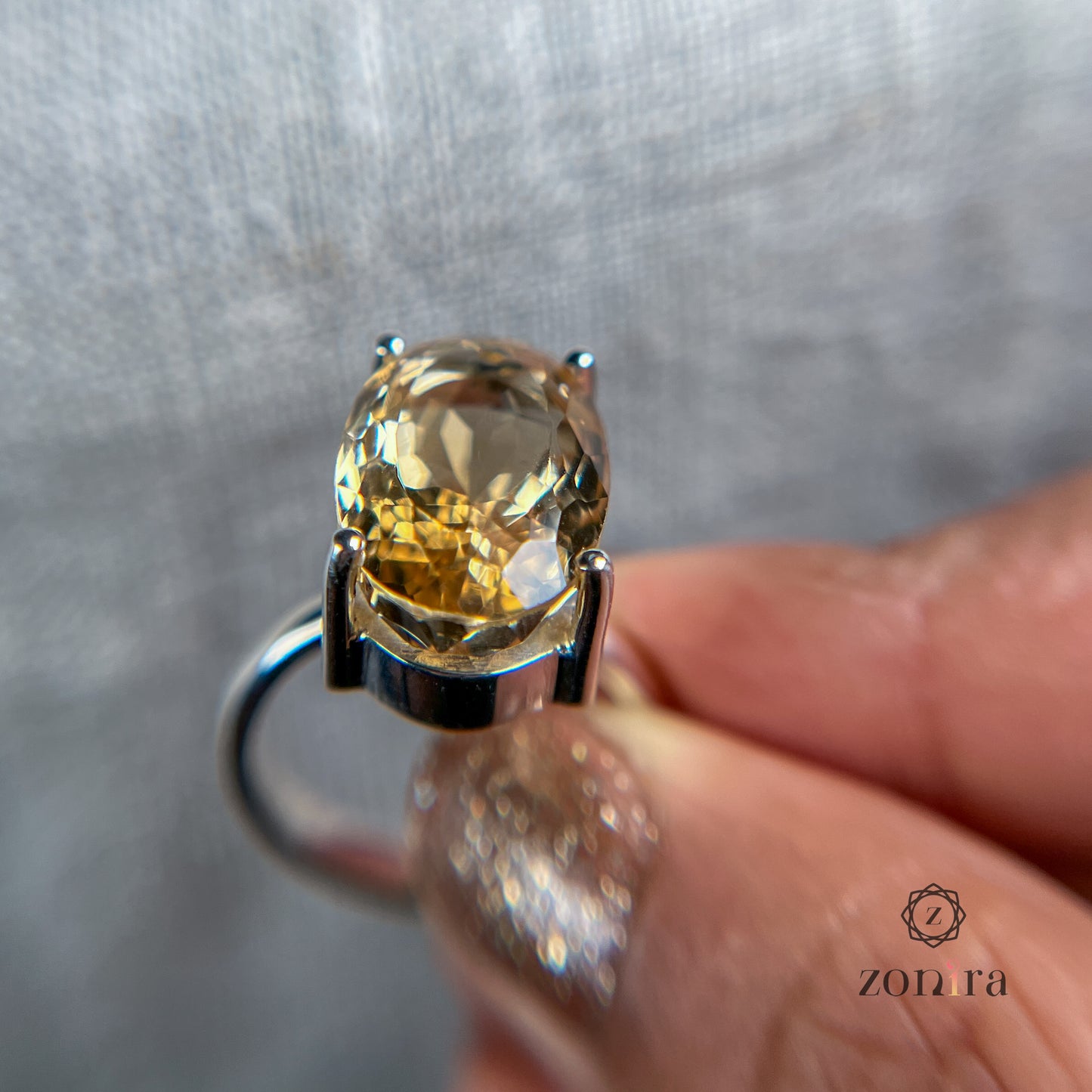 Tia Silver Ring - Citrine