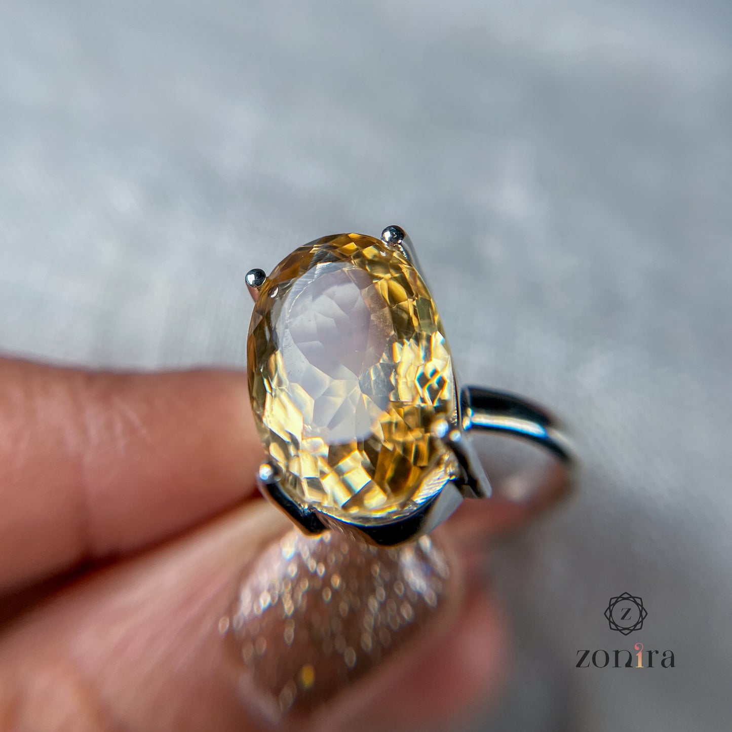 Tia Silver Ring - Citrine